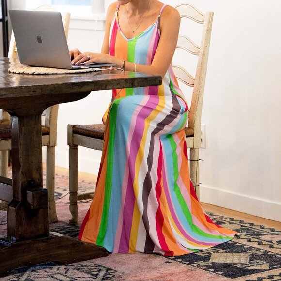 Skivys Striped Malibu Goddess Gown Pajamas XL - Picture 1 of 13